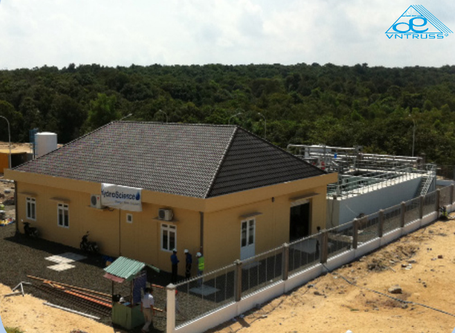 Dự án Nhà máy xử lý nước thải  Hồ Tràm – Bà Rịa Vũng Tàu, khung kèo thép mạ mái nhà ngói